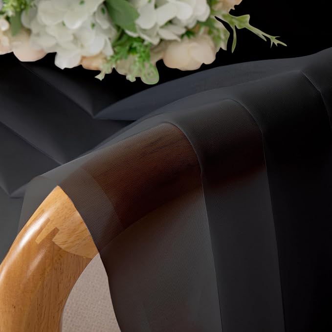 Lecloud Black Sheer Curtains 68 Inch Length 2 Pcs, Light Filtering Rod Pockets - Image 5