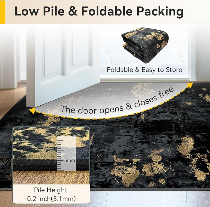 Washable Area Rugs 2'6'' x14 Non-Slip Modern Abstract Soft - Image 4