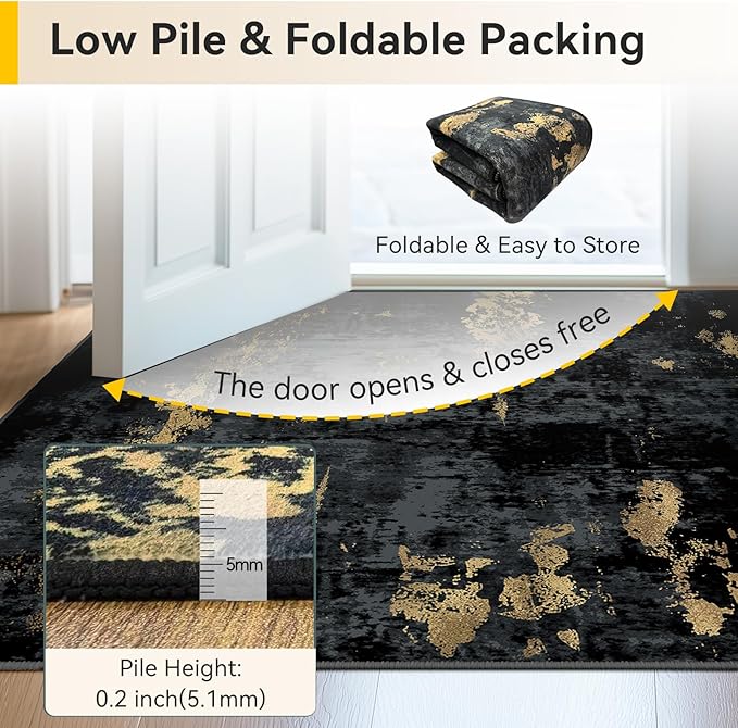 Washable Area Rugs 2'x5' Non-Slip Modern Abstract Soft - Image 4