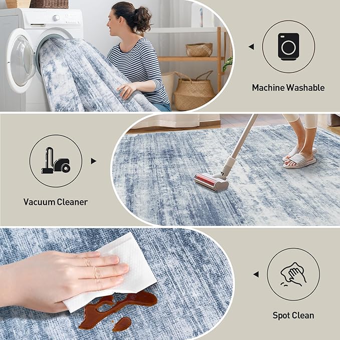 2'6''x8' Runner Rugs Washable Rug: Modern Abstract Living Room Rug Soft - Image 3