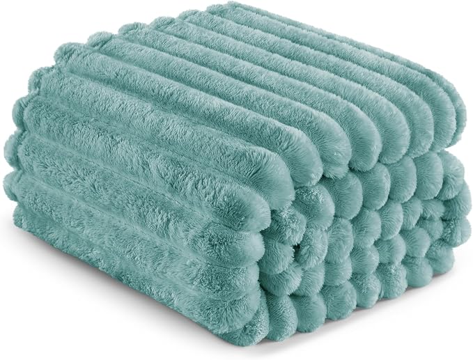 Exclusivo Mezcla Twin Size Flannel Fleece Blanket, Super Soft Striped Jacquard - Image 6