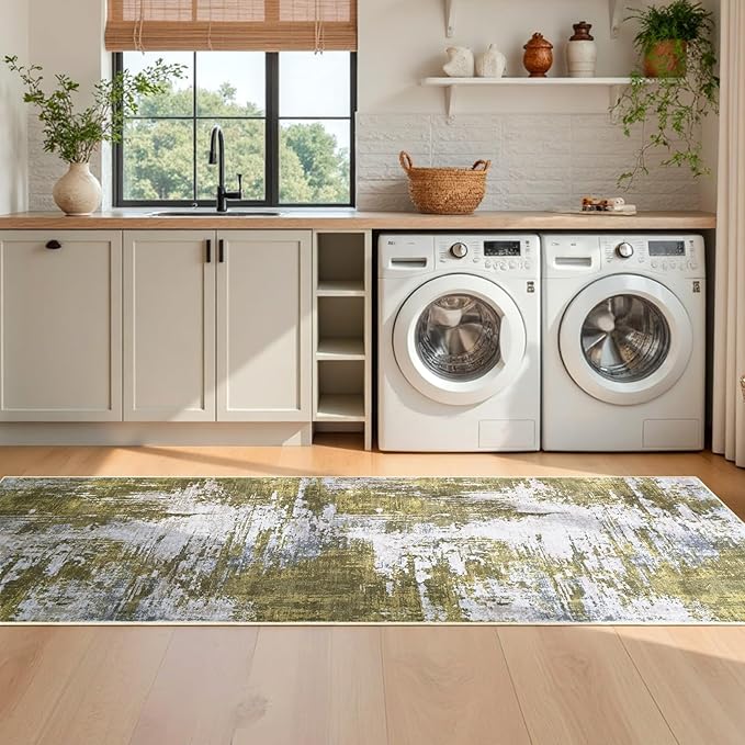 2x6 Sage Green Rug Runners for Hallways Kitchen Runner Rug Non Slip Washable - Image 5