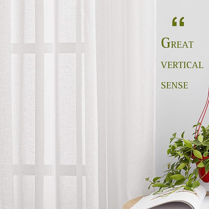 NICETOWN Linen Textured White Sheer Curtains - Image 4