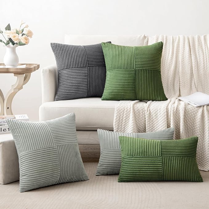 MIULEE Moss Green Decorative Throw Pillow Covers 20x20 Inch - Image 5