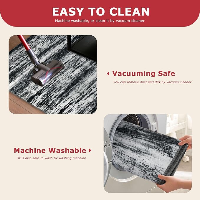 KOZYFLY Modern Abstract Washable Rug Runner 2.6x12 Hallway Rug Runner Non-Slip - Image 5