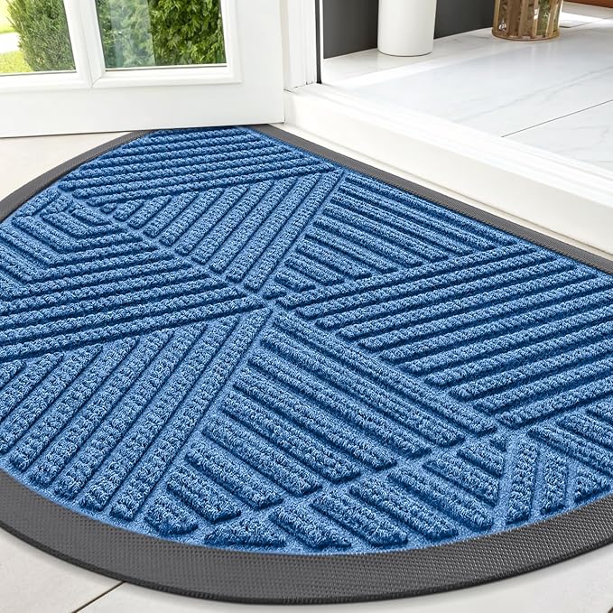Smiry Half Circle Front Door Mat Outside Entrance, Heavy Duty Sturdy Natural by Smiry