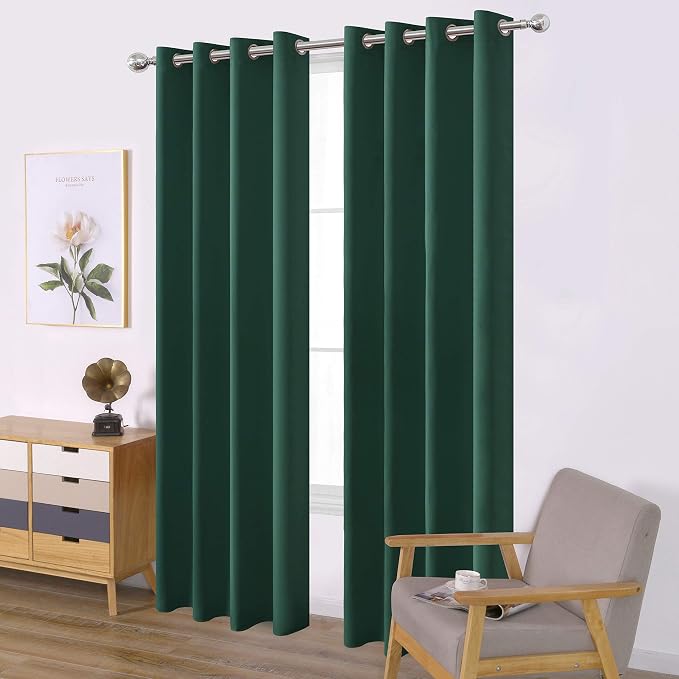 LEMOMO Dark Green Blackout Curtains/52 x 84 Inch Long/Set of 2 Curtain - Image 2
