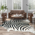 AROGAN Western Faux Fur Zebra Rug, 4.6 x 5.2 Feet Premium Animal Skin Print Rug by AROGANAREARUG