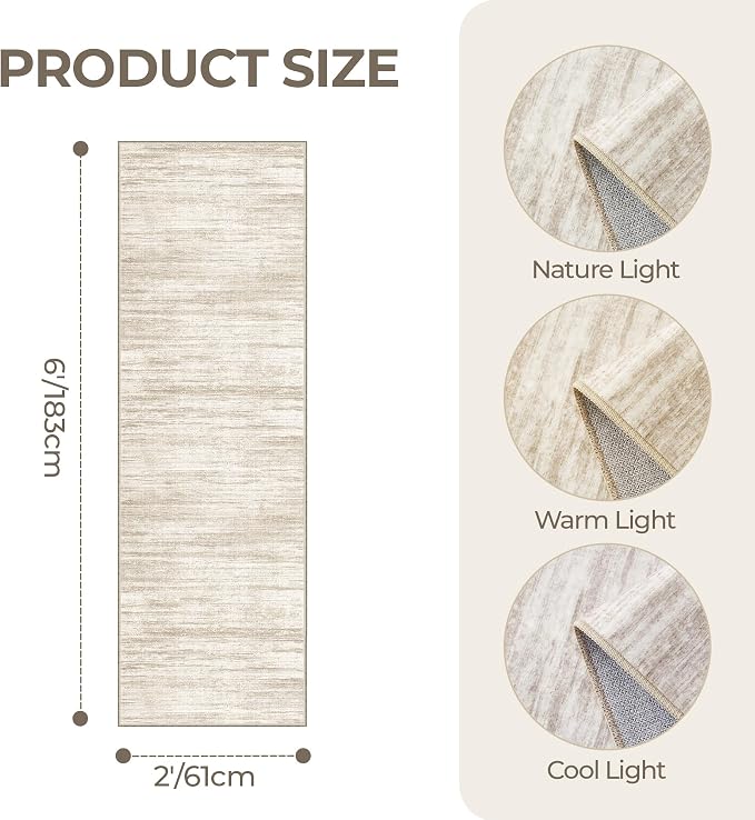 2x6 Runner Rug Non Slip for Entryway, Washable Runners for Kitchen, Soft Thin - Image 2