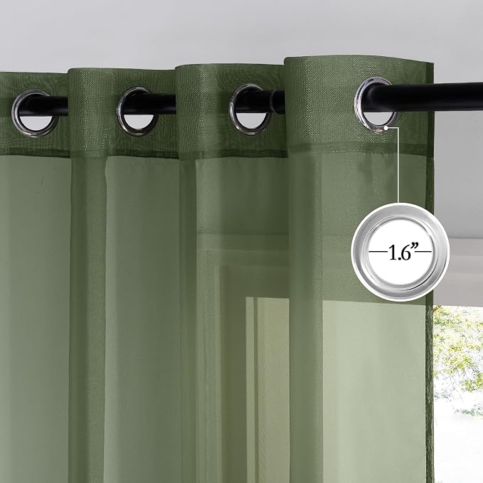 NICETOWN Voile Sheer Forest Green Curtains - Image 2