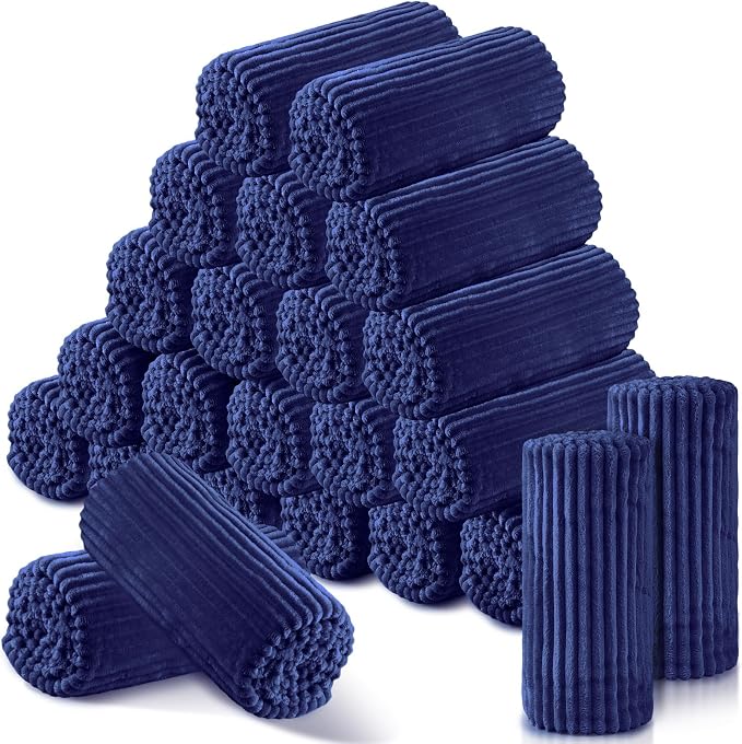 Buryeah 24 Pcs Flannel Throw Blanket Bulk 50 x 60 in Sleepover Blanket Outdoor by Buryeah
