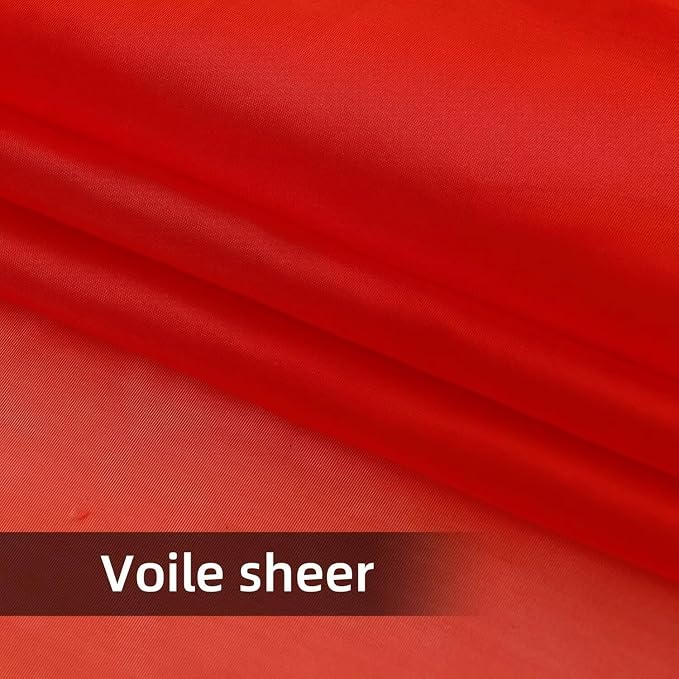 youleyar Solid Sheer Rod Pocket Curtain Voile Draperies 4 Panels White Beige - Image 5