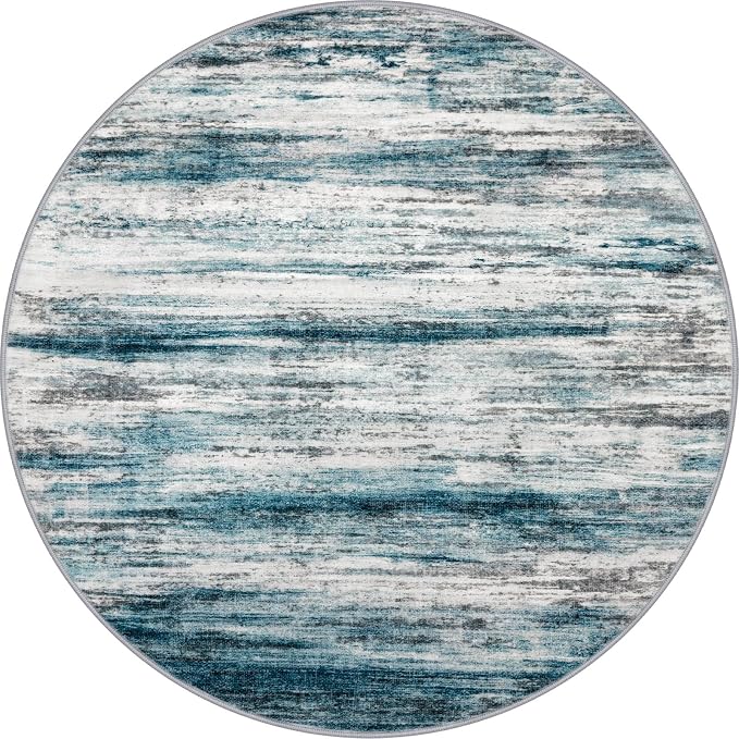 KOZYFLY Modern Abstract Round Area Rug 5Ft, Washable Kitchen Rug Non-Slip Soft - Image 8