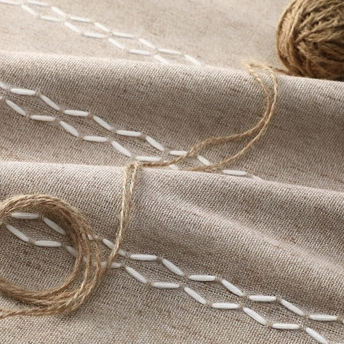 Boho Blackout Curtains 90 Inches Long Brown Linen Blend 2 Panels - Image 6