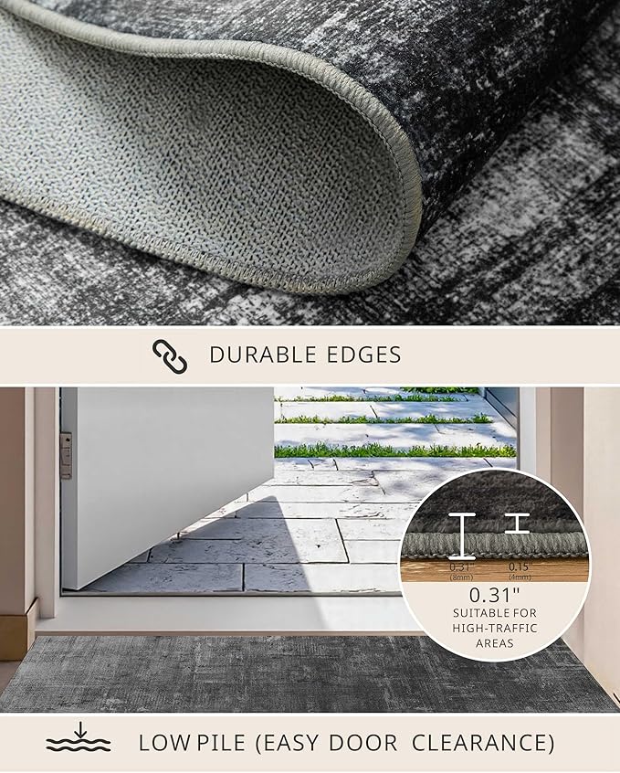 Latte&Fog 6x9 Area Rugs for Living Room Bedroom, Boho Non Slip Low Pile Carpet - Image 6