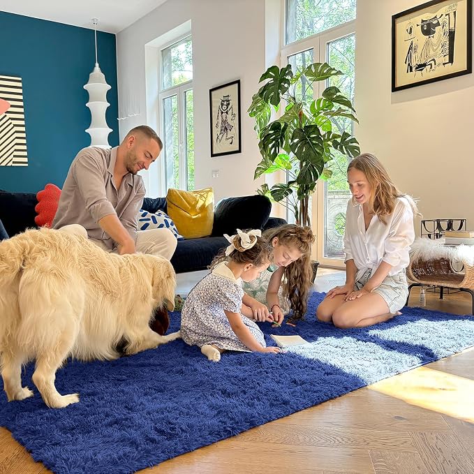 OLANLY 4x5 Machine Washable Accent Rug, Soft Fluffy Shaggy Area Rug - Image 6