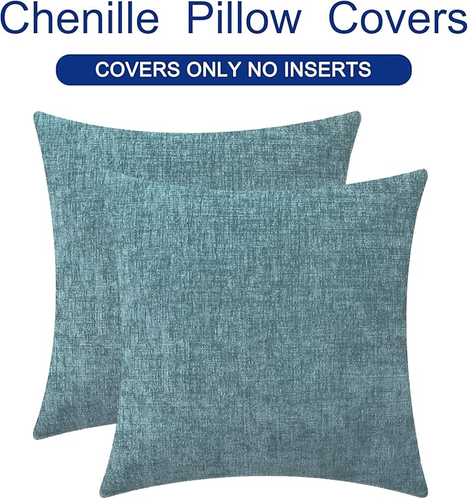 CaliTime Throw Pillow Covers Decorative 24 X 24 Inches Pack of 2 Cozy Chenille - Image 6