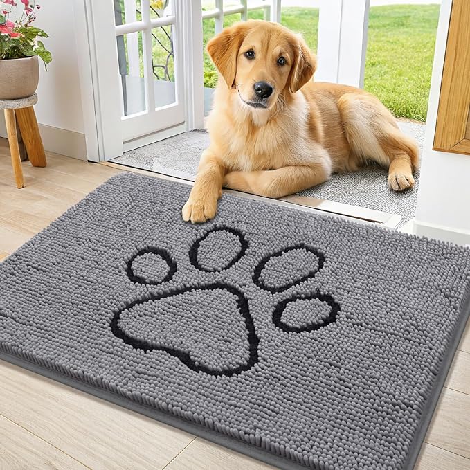 Smiry Dog Door Mat for Muddy Paws, Absorbent Dirt Trapper Non Slip Quick Dry by Smiry