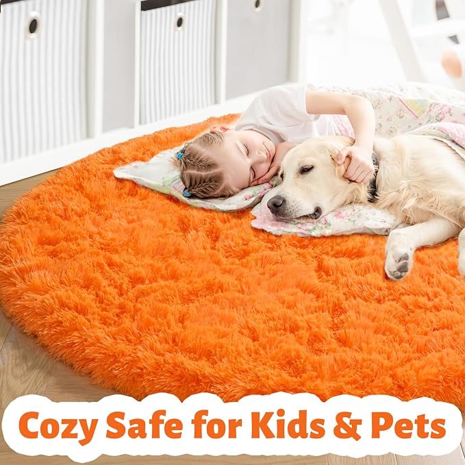Amdrebio Orange Circle Round Rug 6Ft - Image 2