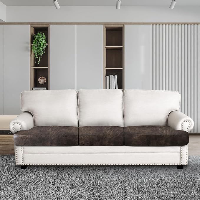 Leather Look Couch Cushion Covers Sofa Seat Slipcovers Sets Couches Furniture - Image 2
