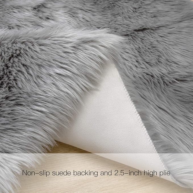 Ciicool Ultra Soft Faux Sheepskin Fur Rug Fluffy Rug - Image 4