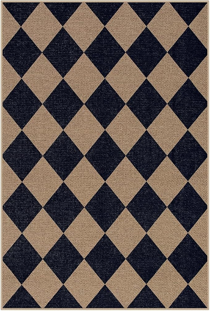 Lahome Colette Checkered Easy Jute Kitchen Rug, 2x3 Indoor Door Mat Small - Image 7