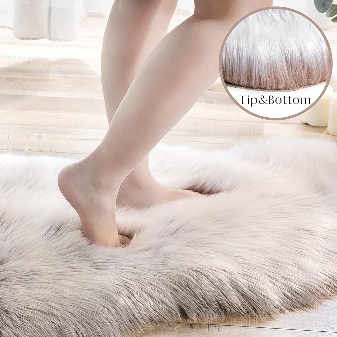 Ashler Faux Fur Rug, Fluffy Shaggy Area Rug Ultra Soft 2 x 3 Feet Sheepskin Fur - Image 4