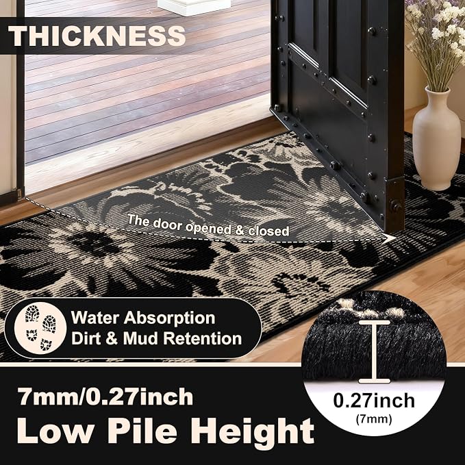 Findosom Hallway Runner Rug 3x8, Non Slip High-Low Textured Floral Washable - Image 8