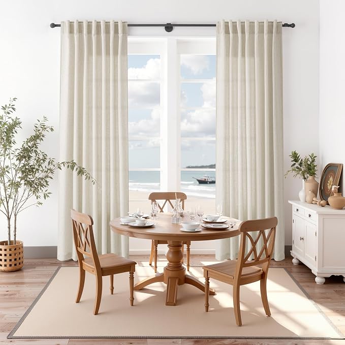 Nanspring Vanilla Linen Curtains 120 Inches Long - Image 8