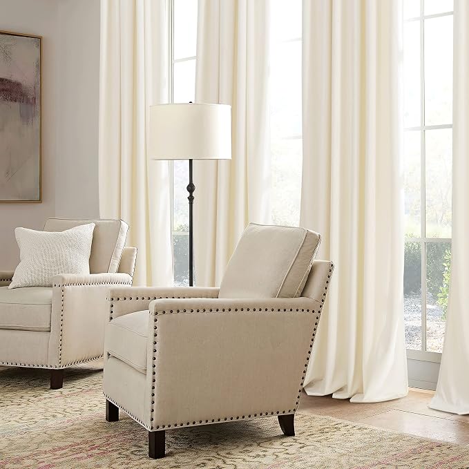 RYB HOME Ivory White Velvet Curtains 63 inches - Image 5
