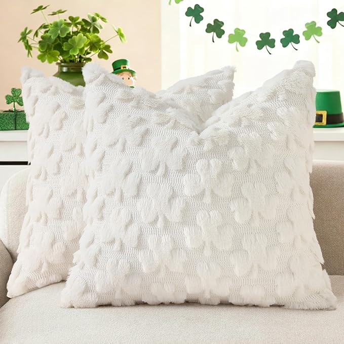 decorUhome St. Patrick’s Day Shamrock Pillow Covers 18x18 Inch Set of 2 by decorUhome