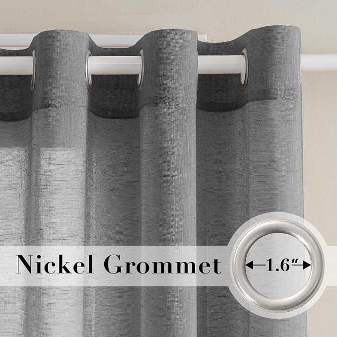 H.VERSAILTEX Linen Curtain Panel Pair Extra Long 108" Long Nickel Grommet Top - Image 2