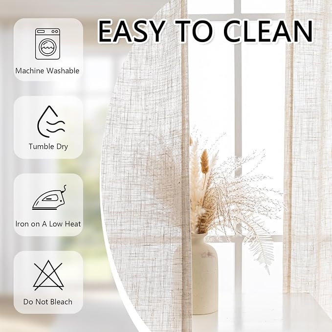 MYSKY HOME Kitchen Semi Sheer Linen Curtains 24 Inch Long, Light Filtering - Image 8