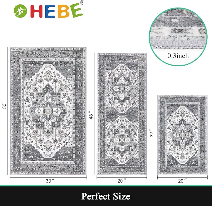 HEBE Boho Kitchen Rug Sets 3 Piece - Image 2