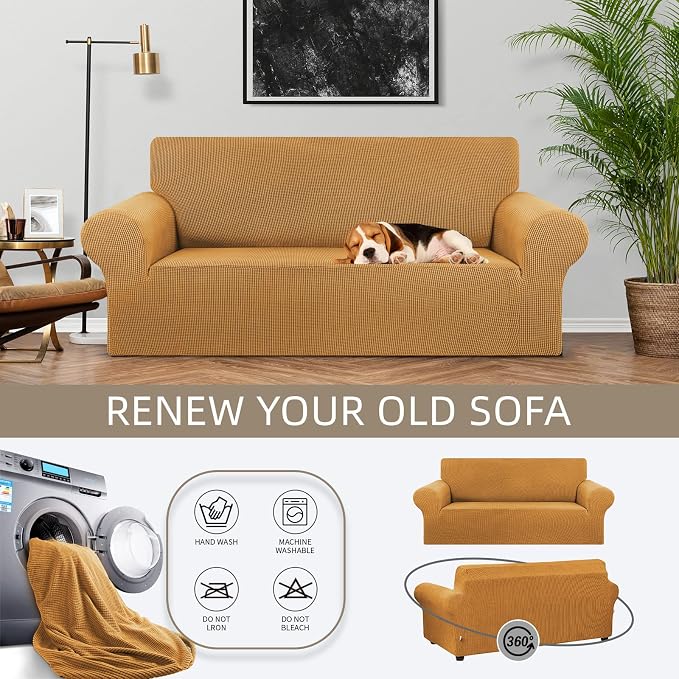 KEKUOU Stretch Loveseat Sofa Cover Slipcover, Couch Covers - Image 3