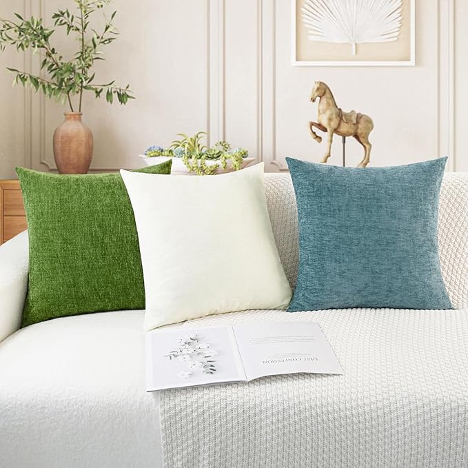 CaliTime Throw Pillow Covers Decorative 20 X 20 Inches Pack of 2 Cozy Chenille - Image 5