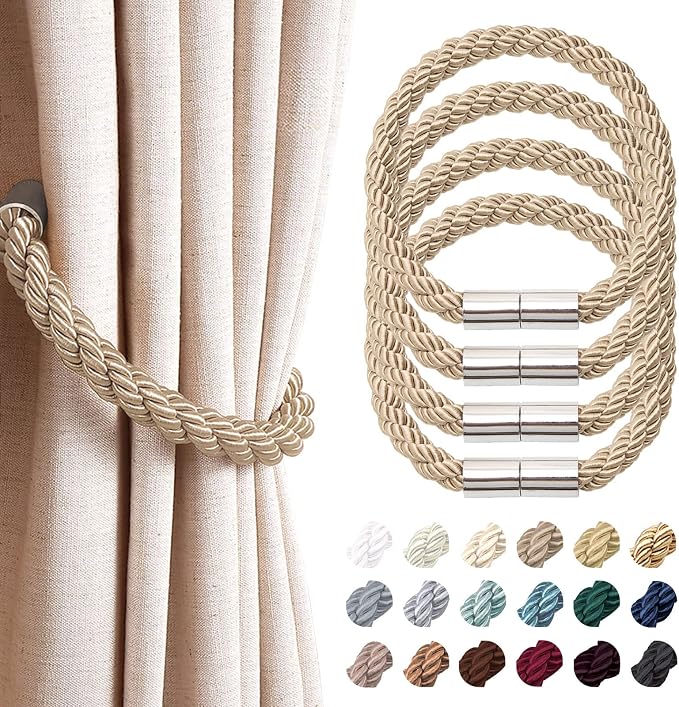 NICEEC 4 Pack Strong Magnetic Curtain Tiebacks Modern Simple Style Drape Tie by NICEEC