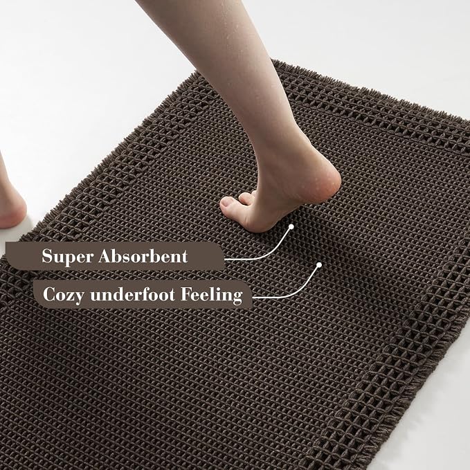 RESARE Waffle Bath Mat for Bathroom, Super Absorbent Bathroom Rugs Non Slip - Image 3