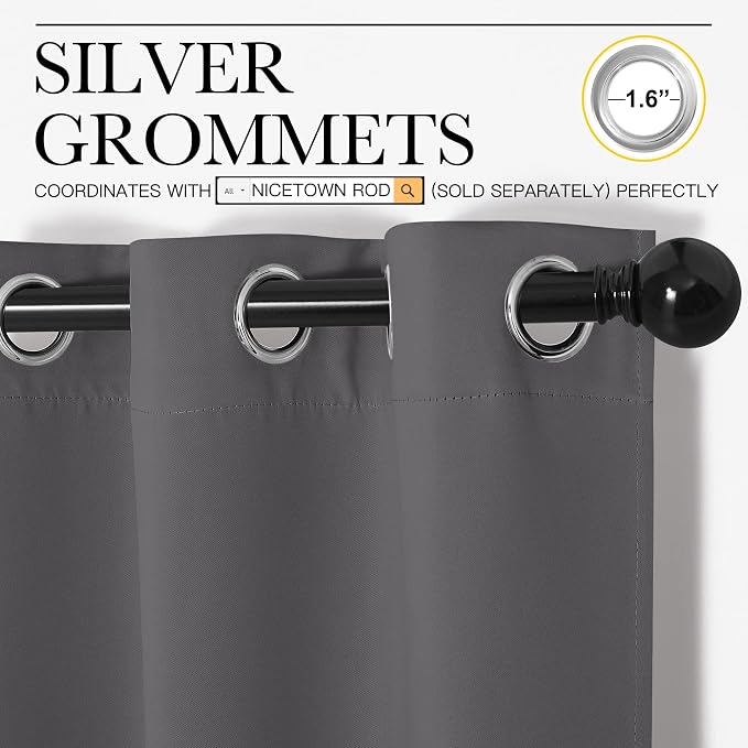 NICETOWN Bedroom Blackout Curtains Panels, 1 Pair, 55 inches by 92 Inch - Image 2