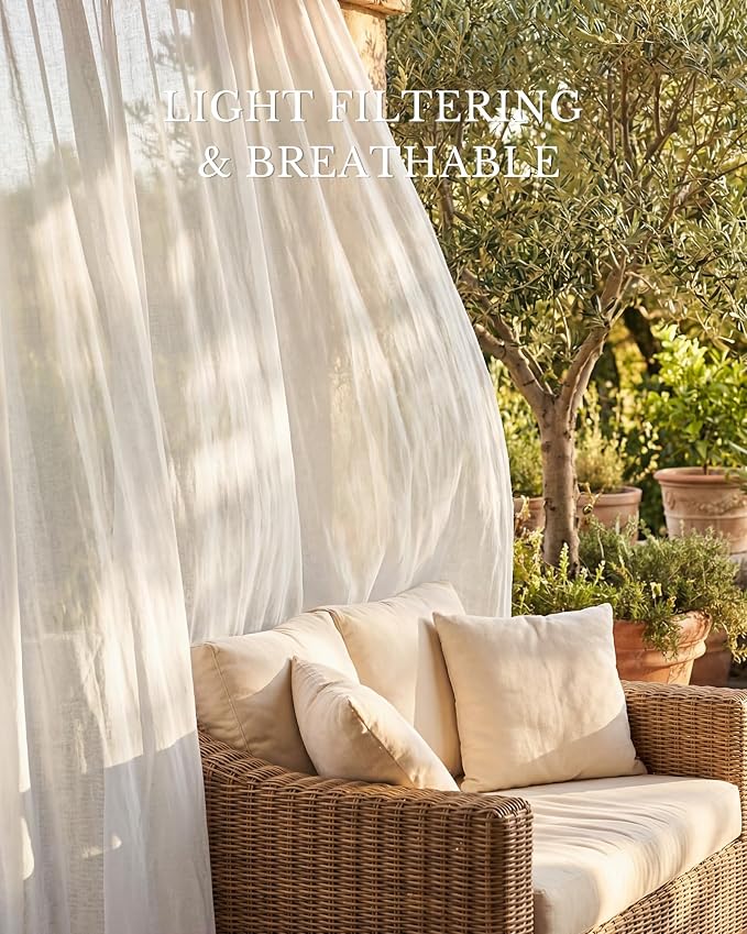 NICETOWN Semi Sheer Linen Curtains - Image 3