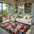 Area Rug 4x6 Black/Brown Rug, Washable Boho Rugs Non Slip Low Pile Floral Small by WelcometoBabovid