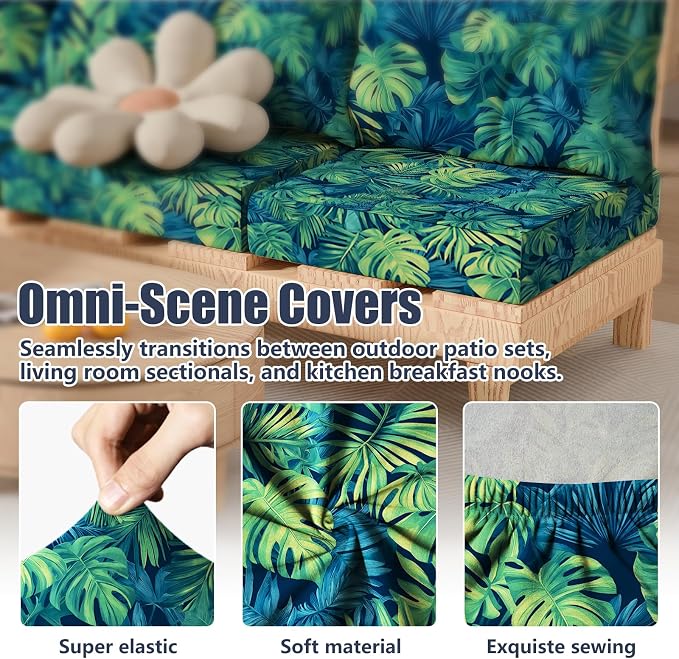 8Pcs Stretch Patio Cushion Covers, Outdoor Couch & Sofa Replacement Slipcovers - Image 4