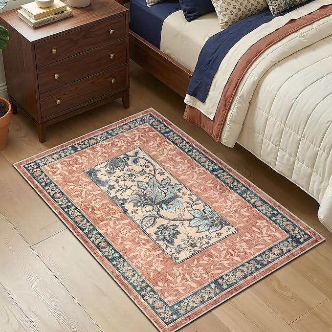 GarveeHome Terracotta Teal 2x3 Door Mat Indoor Rugs - Image 2