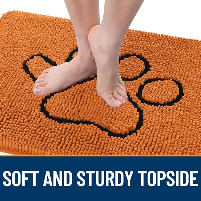 OLANLY Dog Door Mat for Muddy Paws 36x24, Paw Print Design, Absorbs Moisture - Image 4