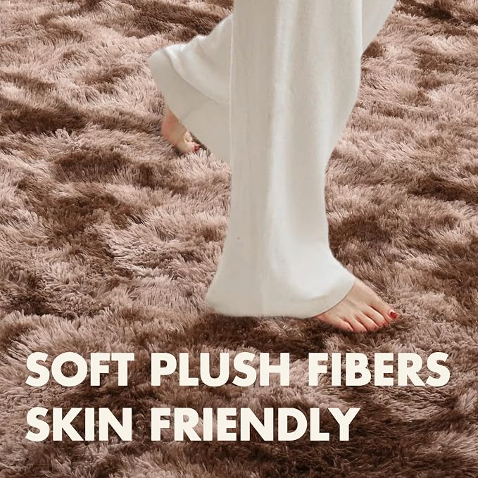 6x9 Ft Large Shag Brown Area Rug - Image 4