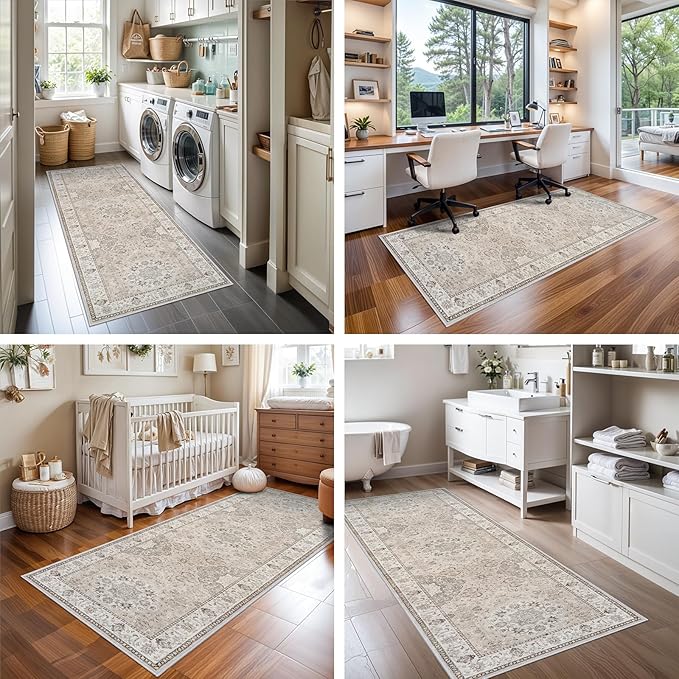 2x6 Hallway Washable Runner Rug : Vintage Soft Kitchen Laundry Runner - Image 7