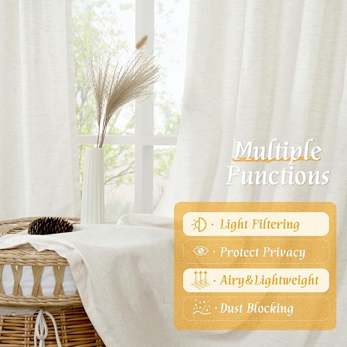 LAMIT Natural Linen Curtains 72 inch Length - Image 9