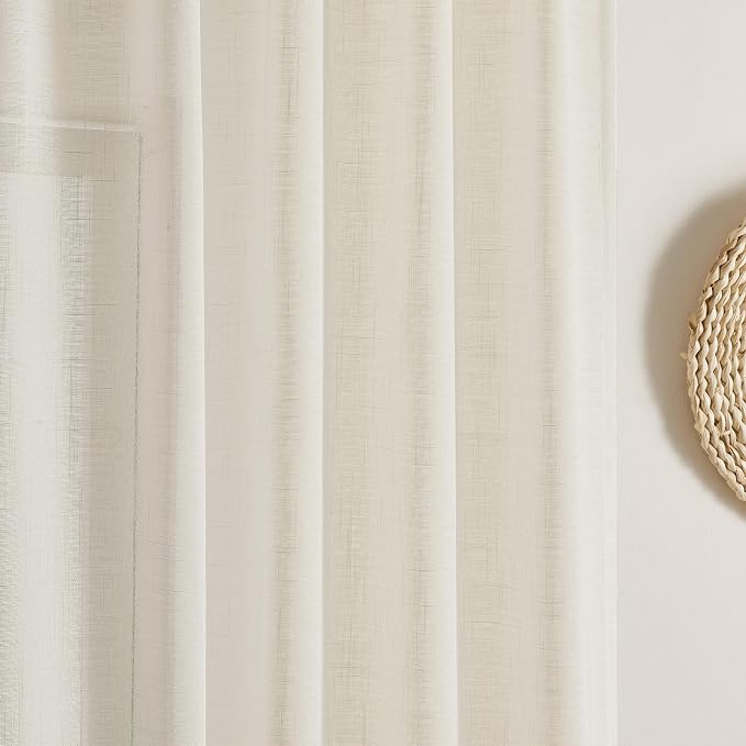 Joydeco Sheer Curtains 72 Inches Long, Cream Curtains - Image 5