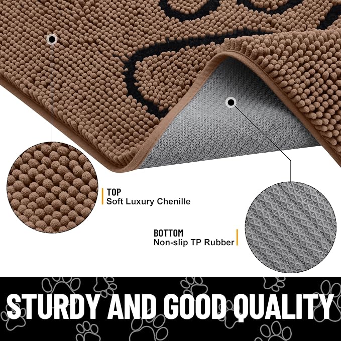 Smiry Dog Door Mat for Muddy Paws, Absorbent Dirt Trapper Non Slip Quick Dry - Image 3