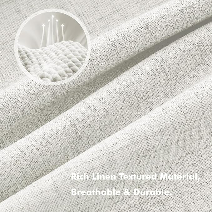MIULEE 100% Blackout Linen Curtains 42 x 90 Inch Light Beige 2 Panels | Thermal - Image 3